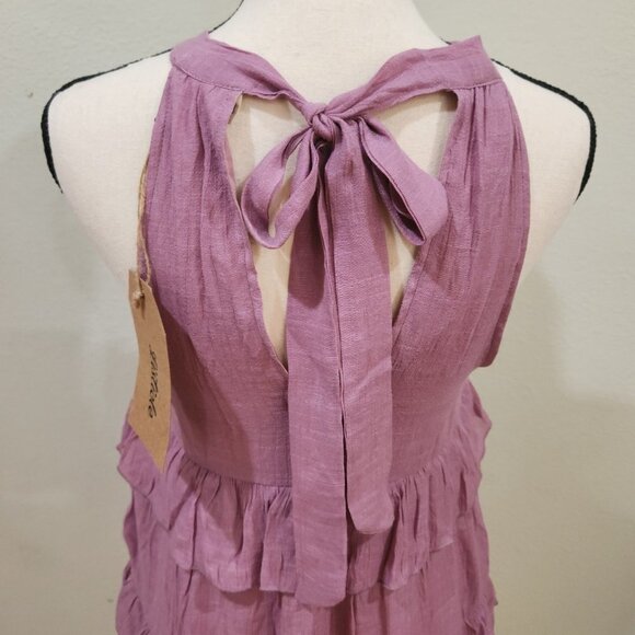 Mauve Tiered Ruffle Dress w/ Tie at Back of Neck - Picture 7 of 7
